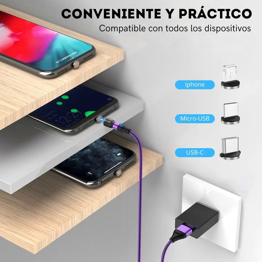 Cargador Magnético + 3 adaptadores gratis